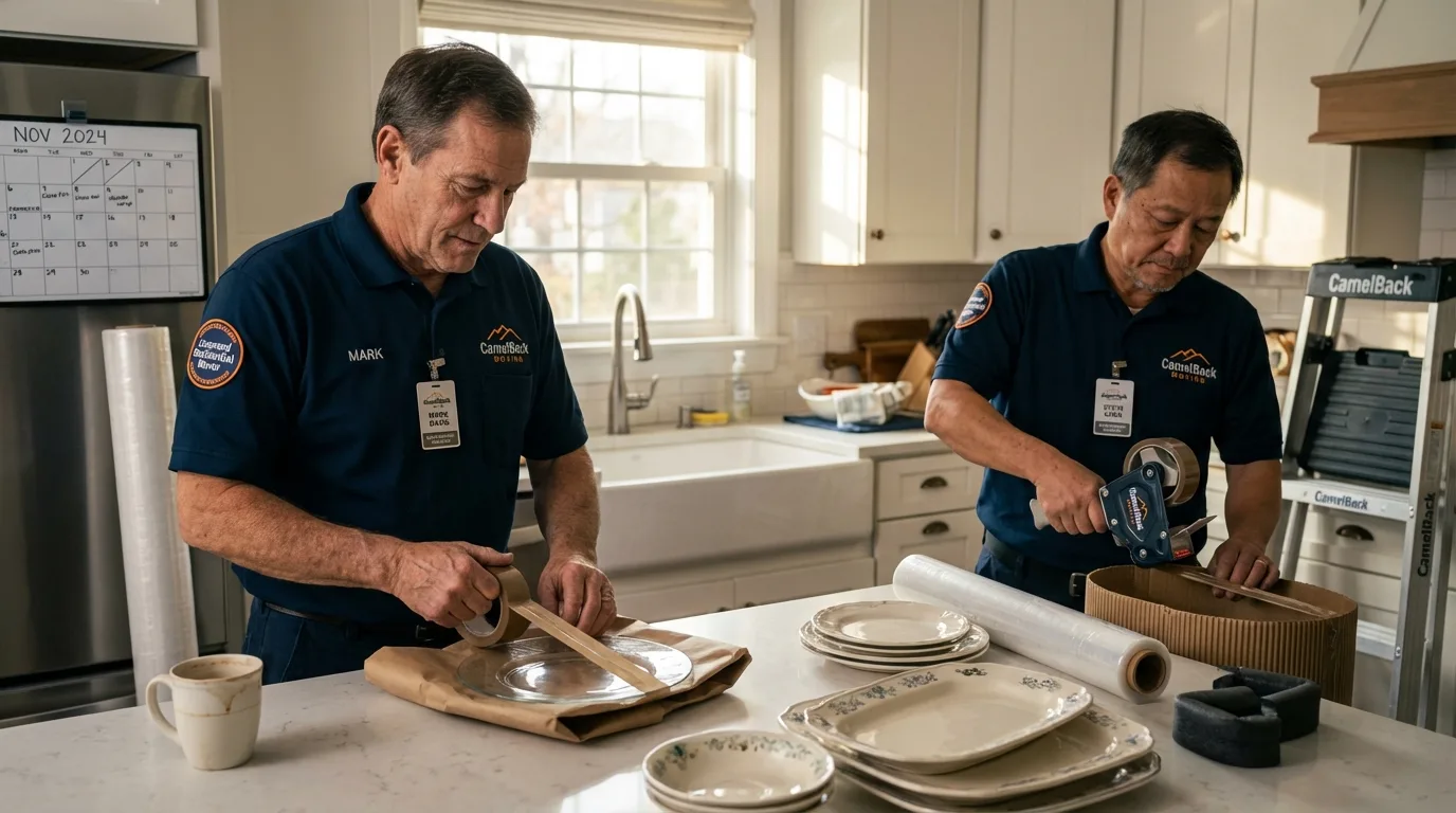 Professional crew packing kitchen dishware in Wilson, NC